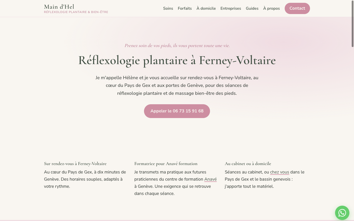Site Main d'Hel, réflexologie plantaire à Ferney-Voltaire